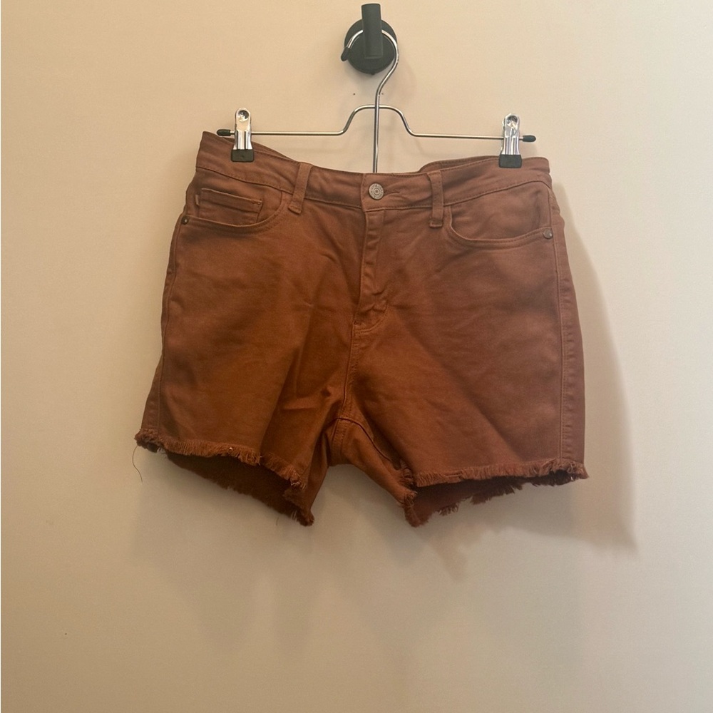 Judy Blue Brown Jean Shorts Mid-Length Distressed